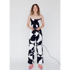 Tyler McGillivary Women's Lula Pant Contour Print Black White High Waist Size 6